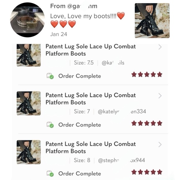 Patent Lug Sole Lace Up Combat Platform Boots - Picture 12 of 16